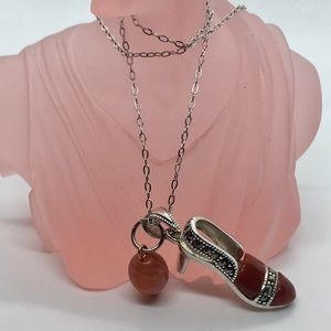 All about natural brown agate / marcasite necklace